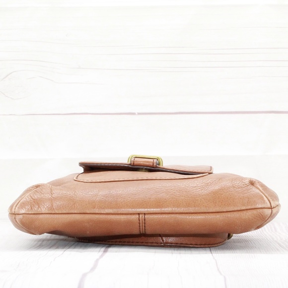 Fossil Brown Leather Zip Top Crossbody Purse Shoulder Bag - Picture 6 of 9